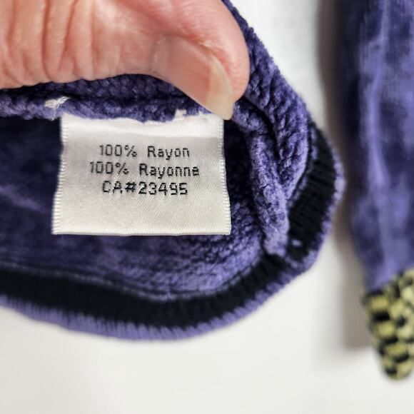 Icelandic Design  Purple Full Zip Cardigan Velvety Floral Women's Size Small - Picture 11 of 15